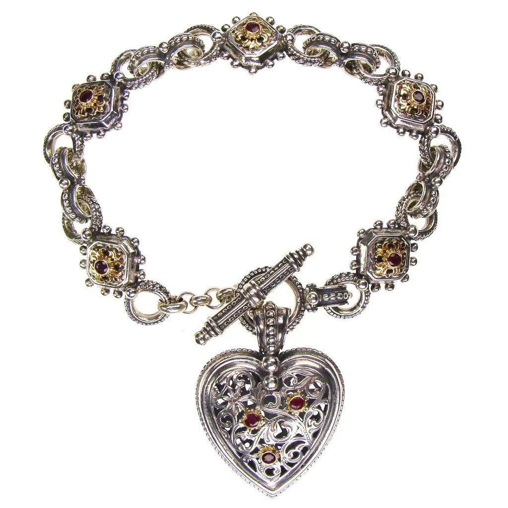 Octagon Fleur Ruby Empty Charm Bracelet