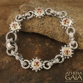 Octagon Fleur Ruby Empty Charm Bracelet