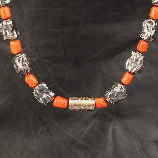 Old Coral and 'Moon Bead' Necklace