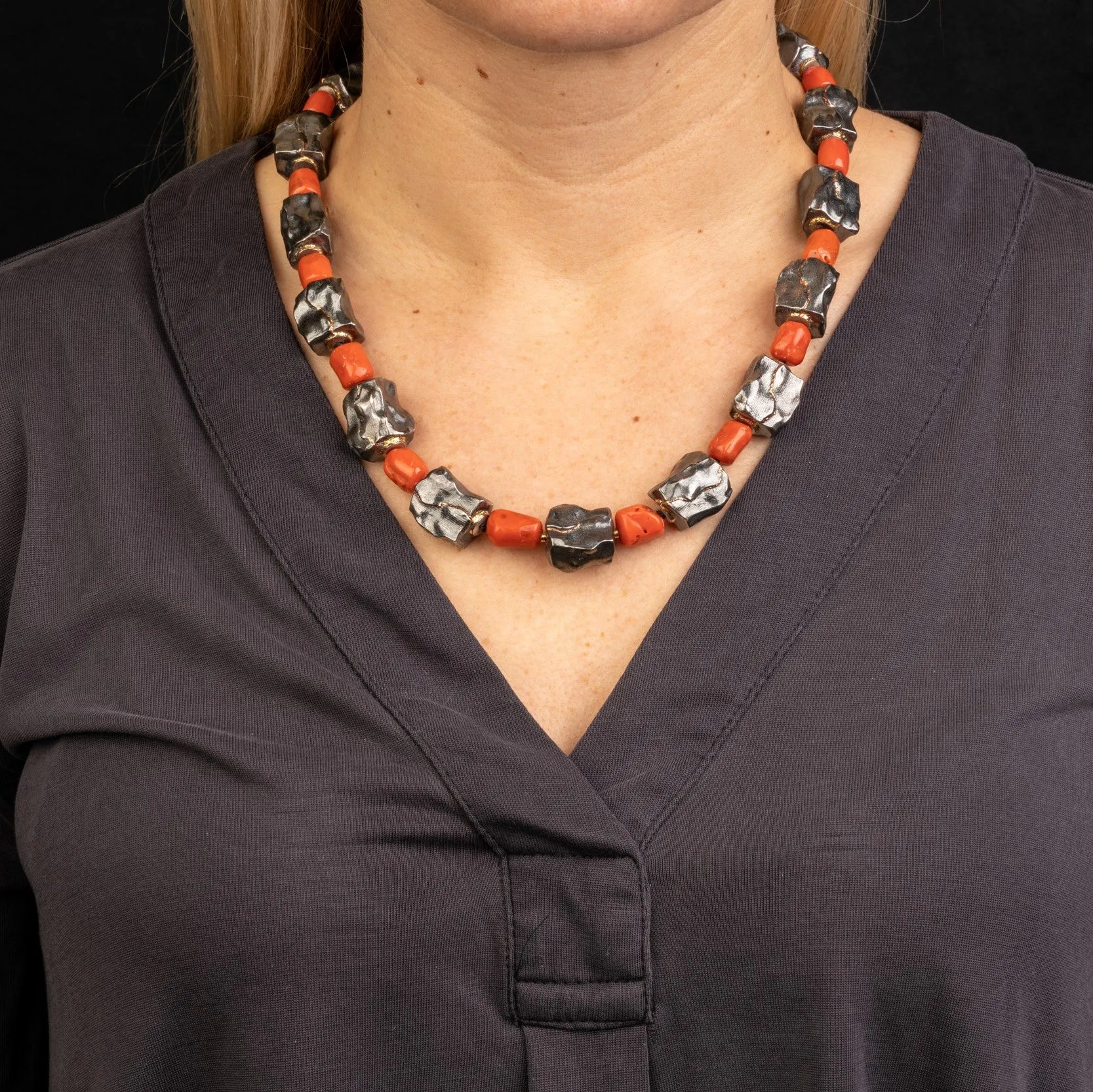 Old Coral and 'Moon Bead' Necklace