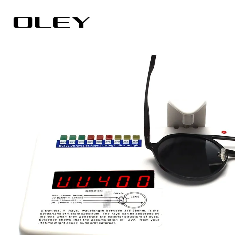 Oley Brand Men's Round Aluminum-Magnesium Polarized Sunglasses Women Anti-Glare Unisex Y7576