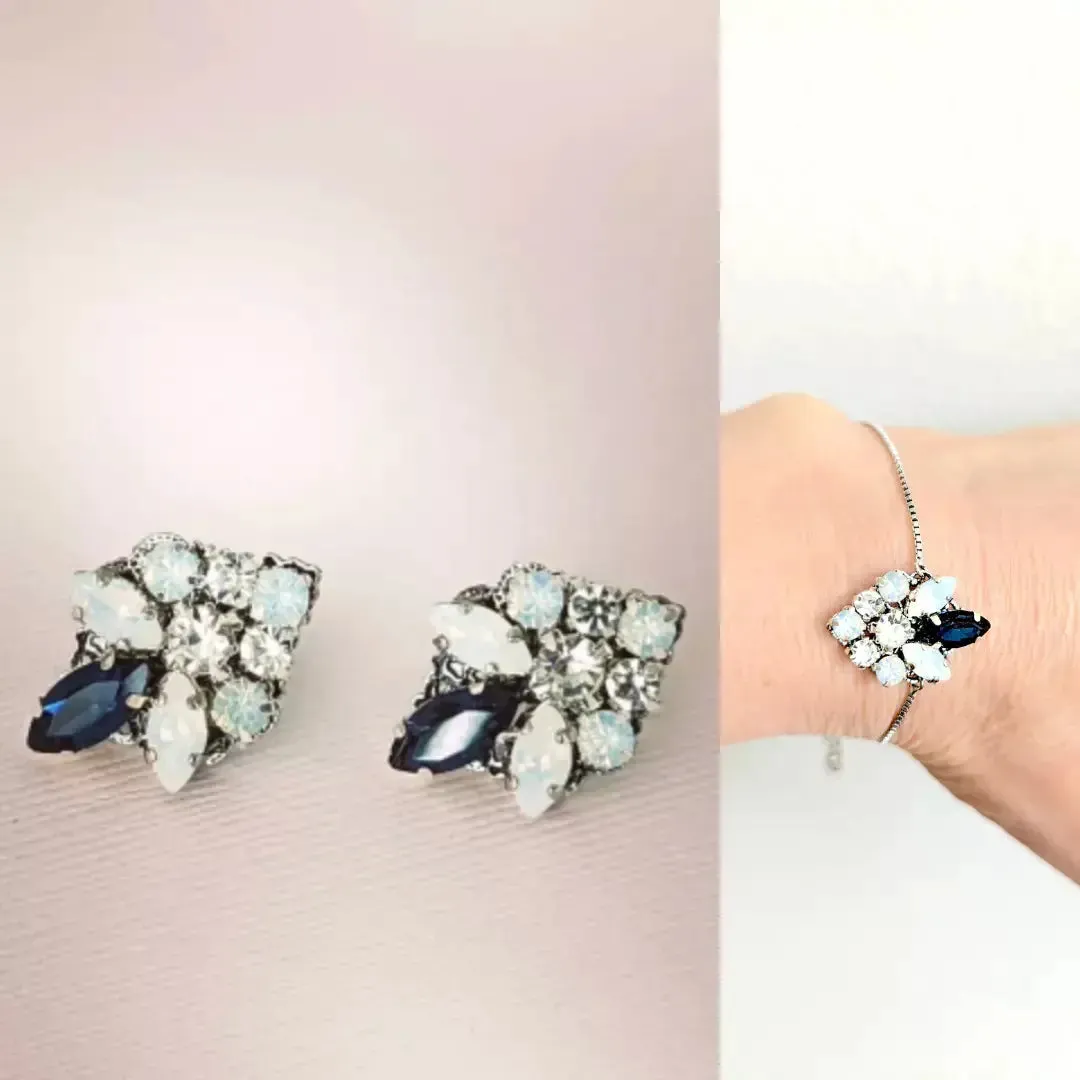 Opal Sapphire Blue Studs Caria