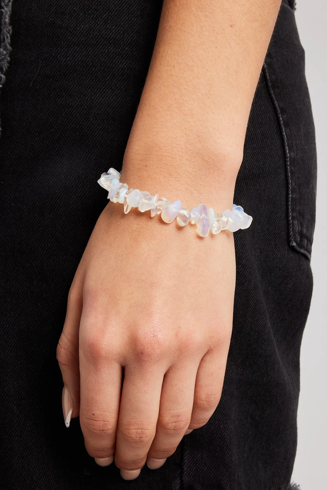 Opal Shard Bead Bracelet - White