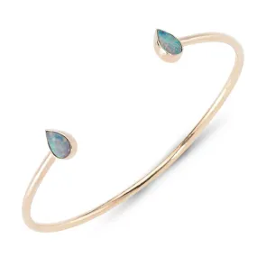 Opal Silver Bracelet Cuff in Rose Gold