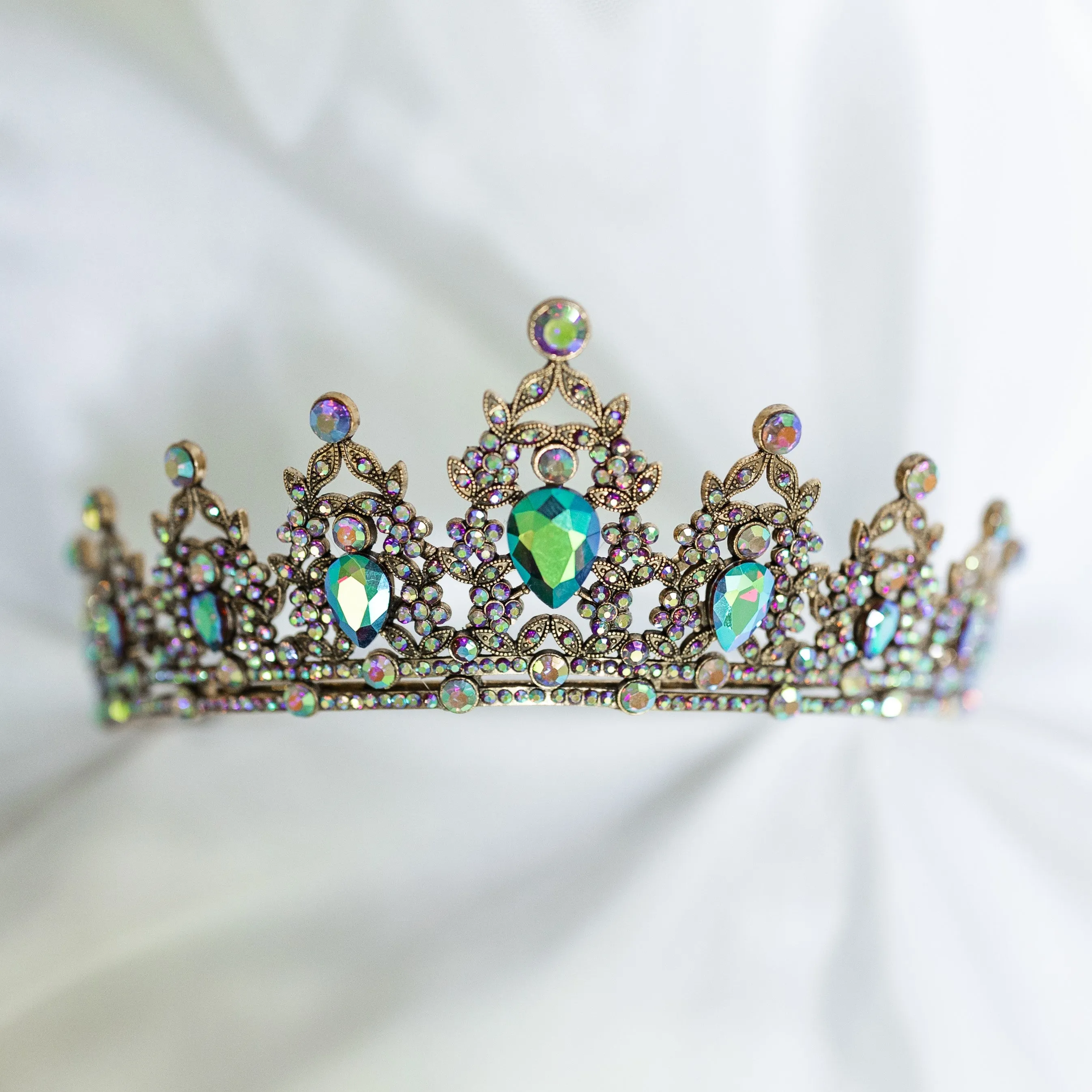 Ophelia’s Tiara in Multi Color Rainbow Opal & Antique Gold