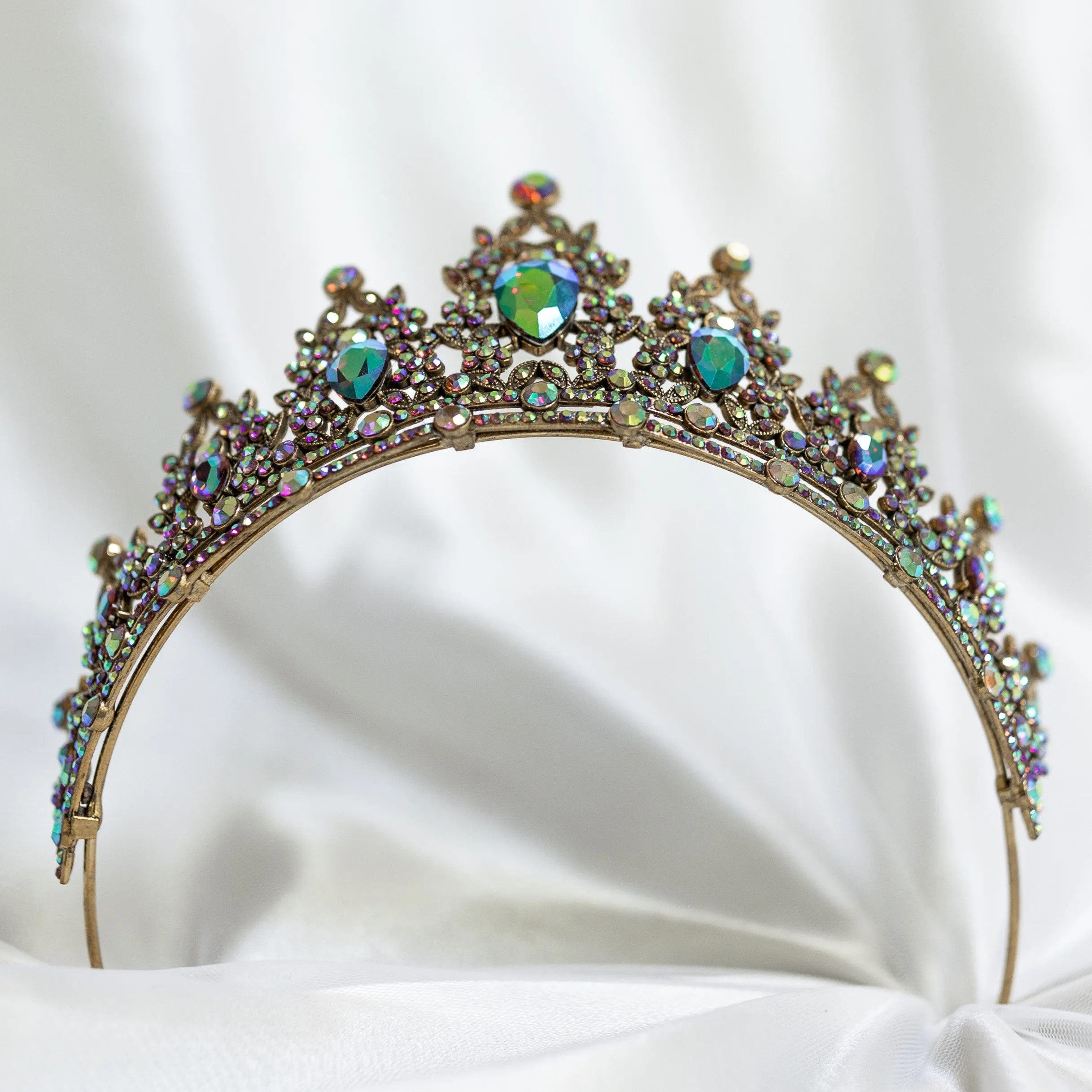 Ophelia’s Tiara in Multi Color Rainbow Opal & Antique Gold