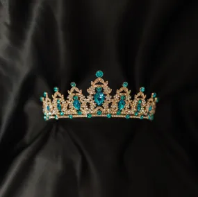 Ophelia's Tiara in Teal Blue & Gold