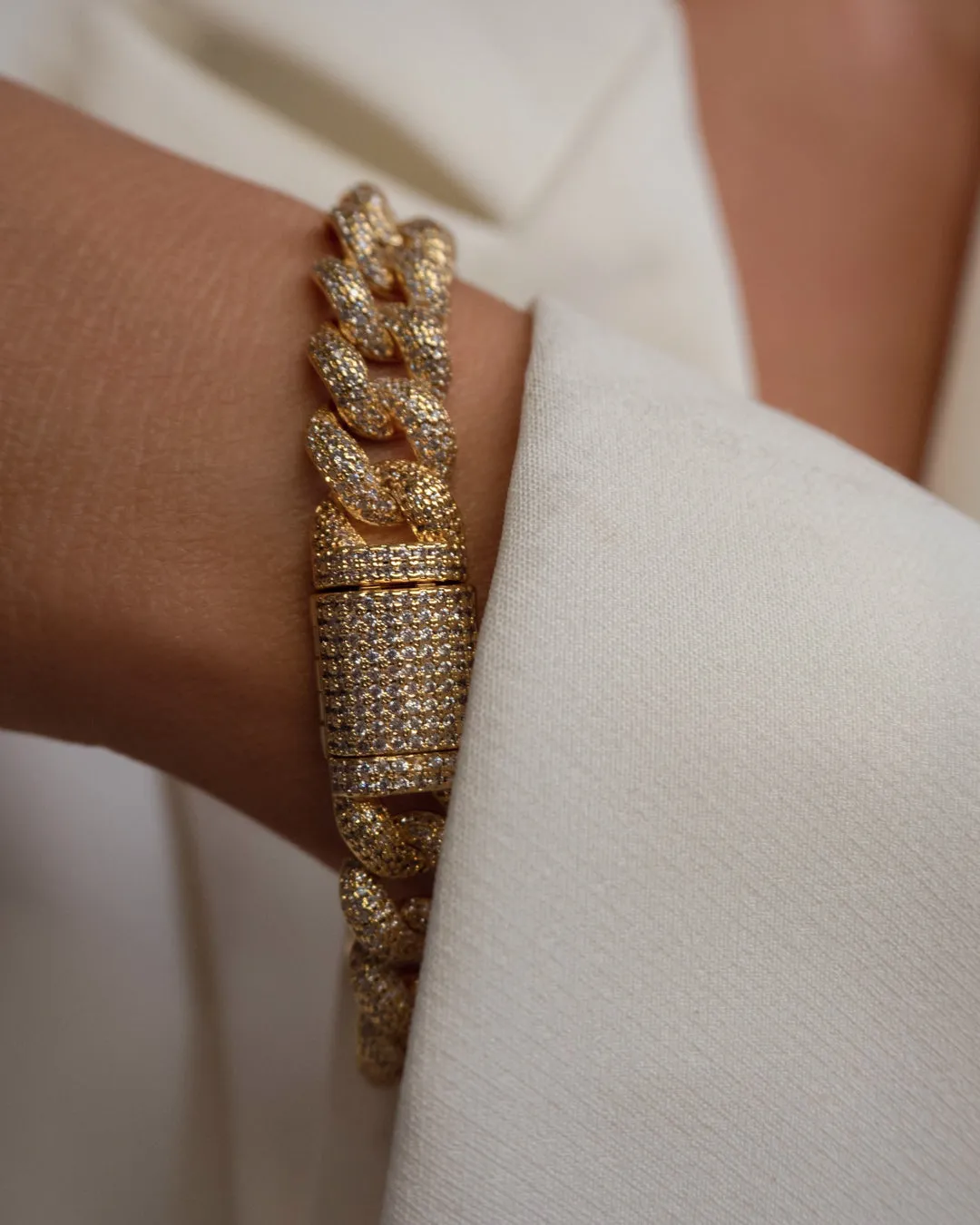 Pave Cuban Link Bracelet- Gold