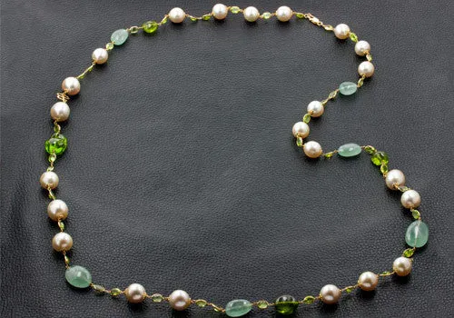 Pearl, Aquamarine & Peridot Necklace