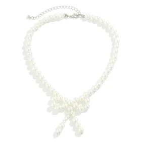 Pearl Beads French Bow Choker Necklace