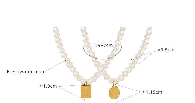 Pearl Necklace With Good Luck Square Pendant