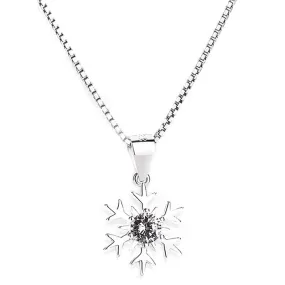 (Pendant Only) Snowflake with Round Zircon Silver Pendant for Women