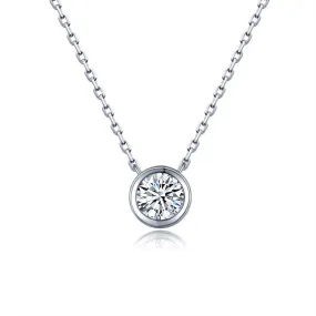 (Pendant Only) Solitaire Round Zircon Silver Pendant for Women