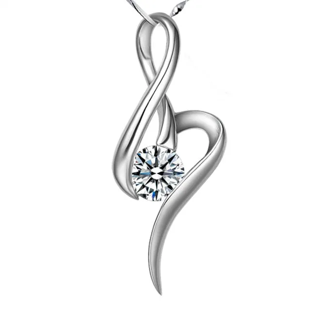 (Pendant Only) Water Shape with Zircon Silver Pendant for Women