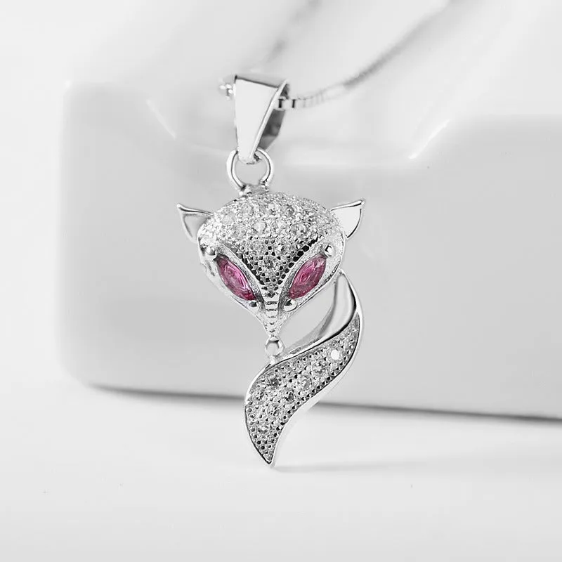 (Pendant Only) Zircon Fox Silver Pendant for Women