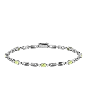 Peridot Bracelet - 10ct White Gold Peridot & Diamond Bracelet - 787945