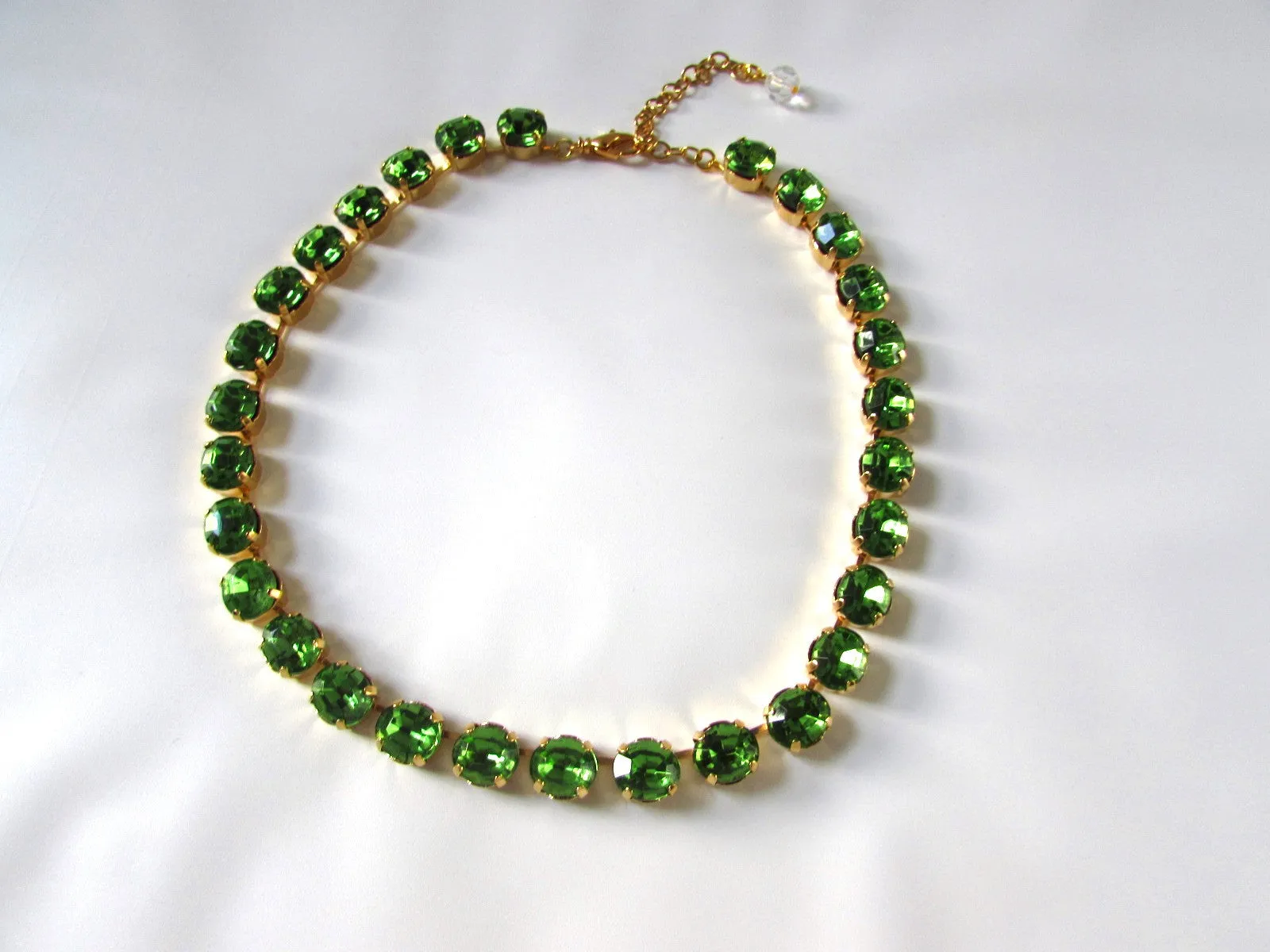 Peridot Green Riviere Necklace - Small Oval