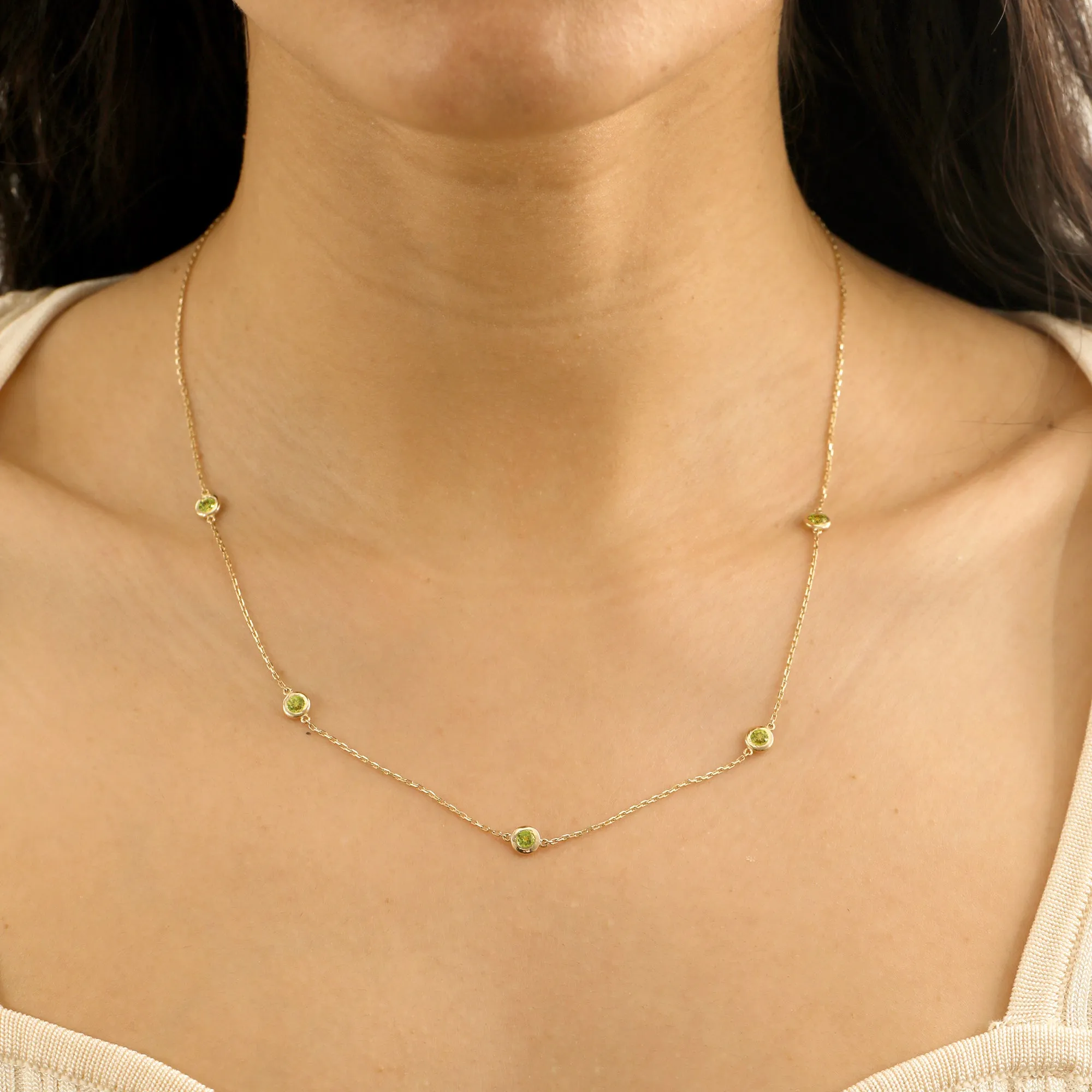 Peridot Station Necklace, Gwen