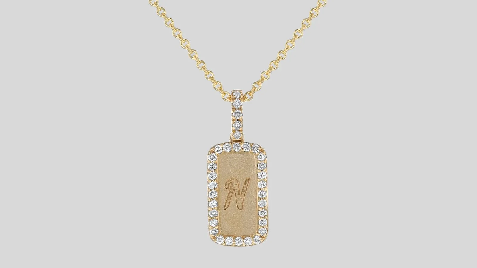 Personalized Diamond Dog Tag Necklace without the 18k Gold Chain