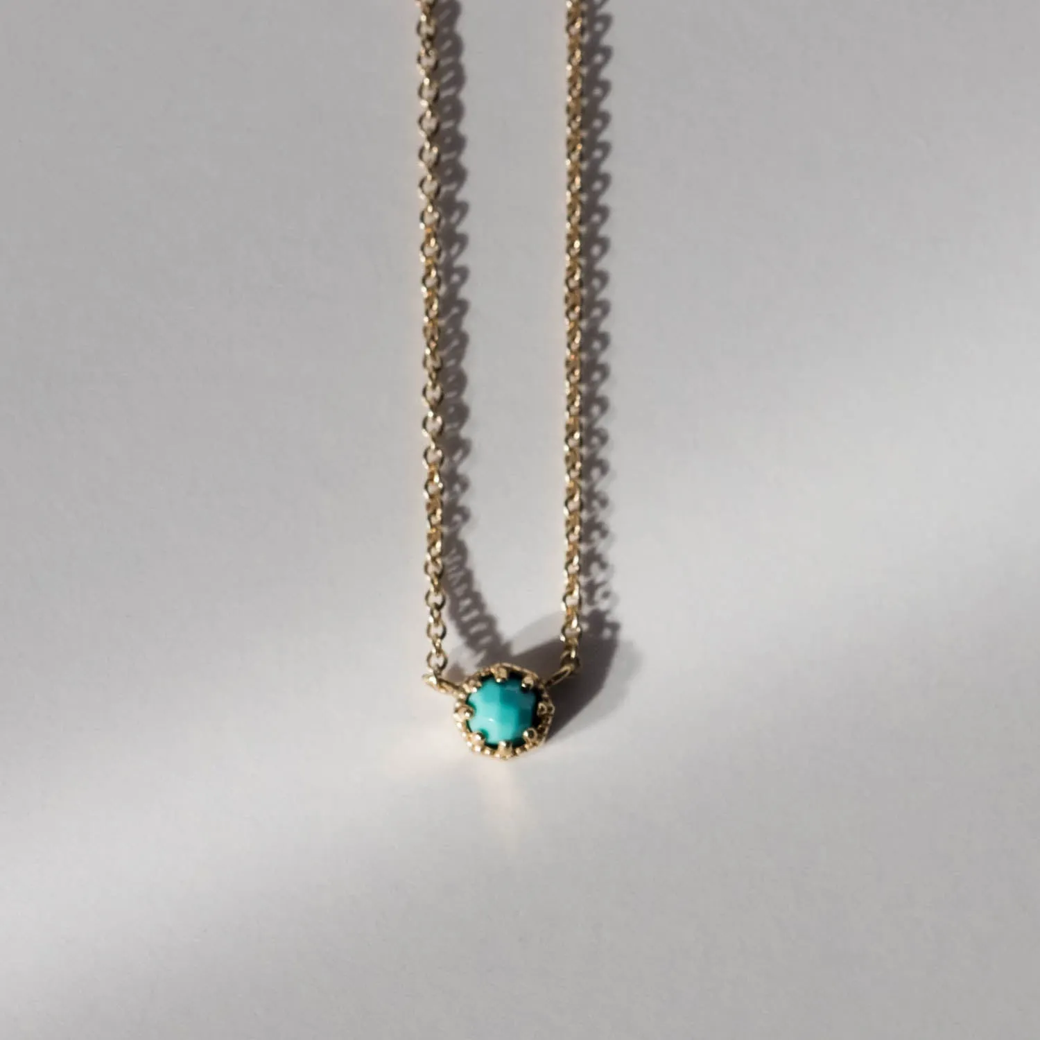 Petite Crown Bezel Turquoise Necklace