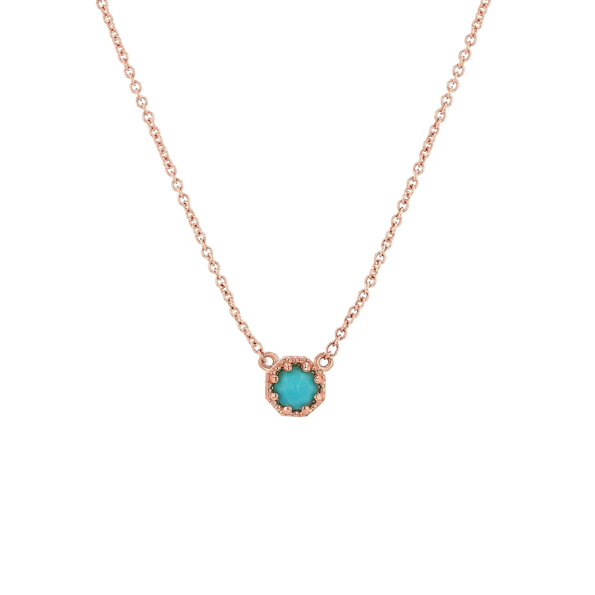 Petite Crown Bezel Turquoise Necklace