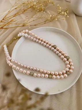 Pink Fresh Water 2 Line Pearl Mala