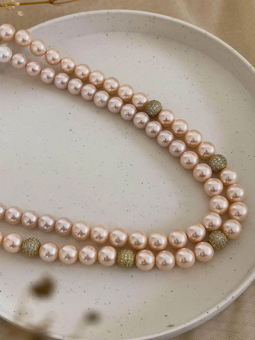 Pink Fresh Water 2 Line Pearl Mala