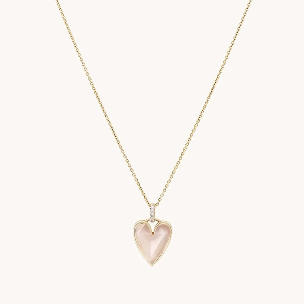 pink opal diamond heart mood charm - 10k yellow gold, pink opal, diamonds