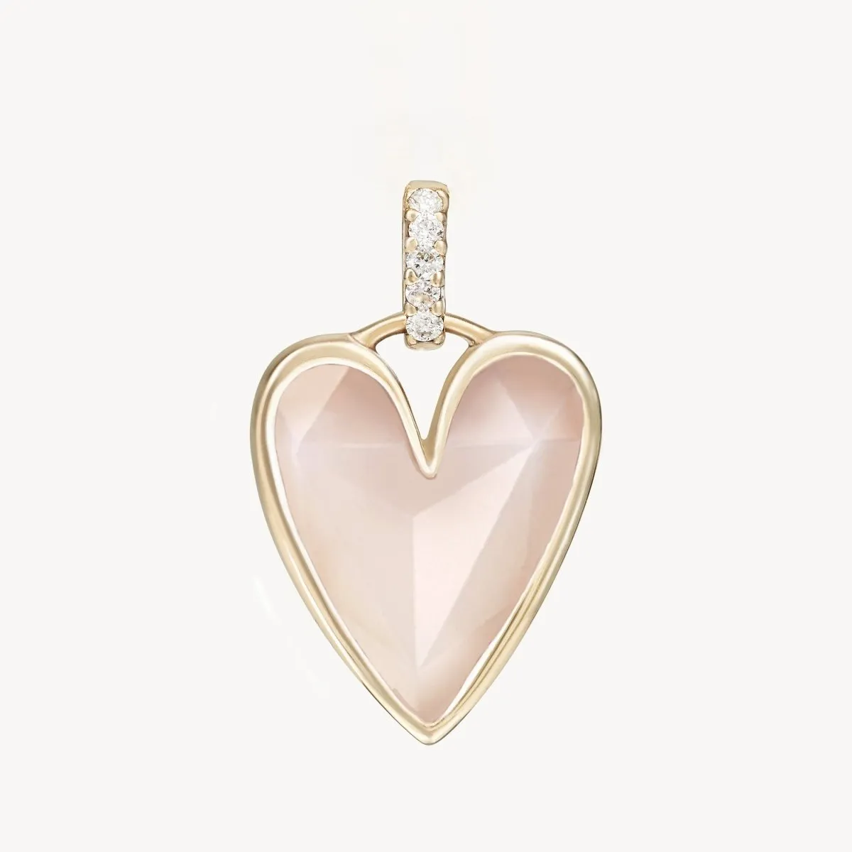 pink opal diamond heart mood charm - 10k yellow gold, pink opal, diamonds