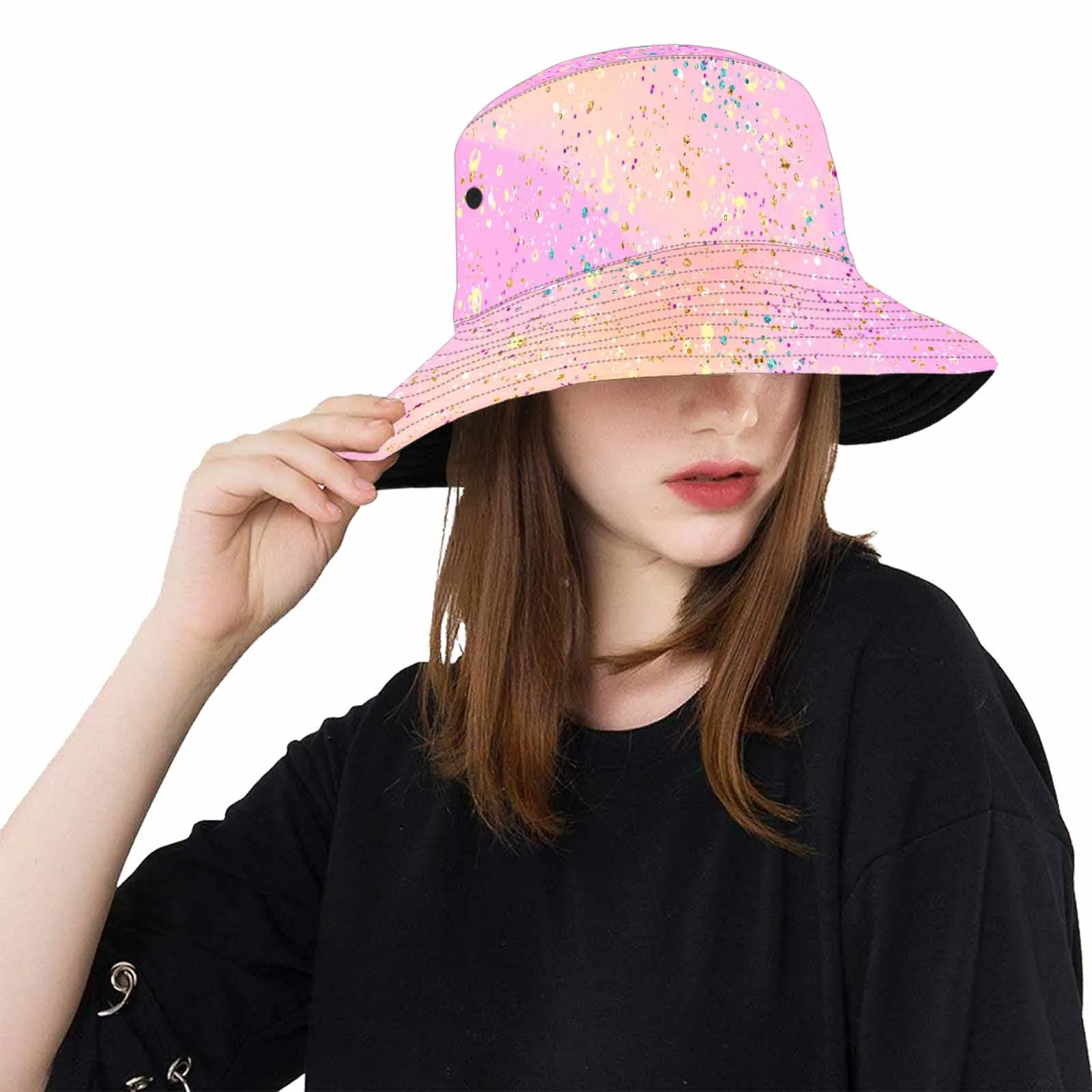 Pink Splash  Unisex Summer Single-Layer Bucket Hat