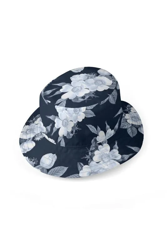 Pink/Navy Blue Floral Reversible Bucket Hat