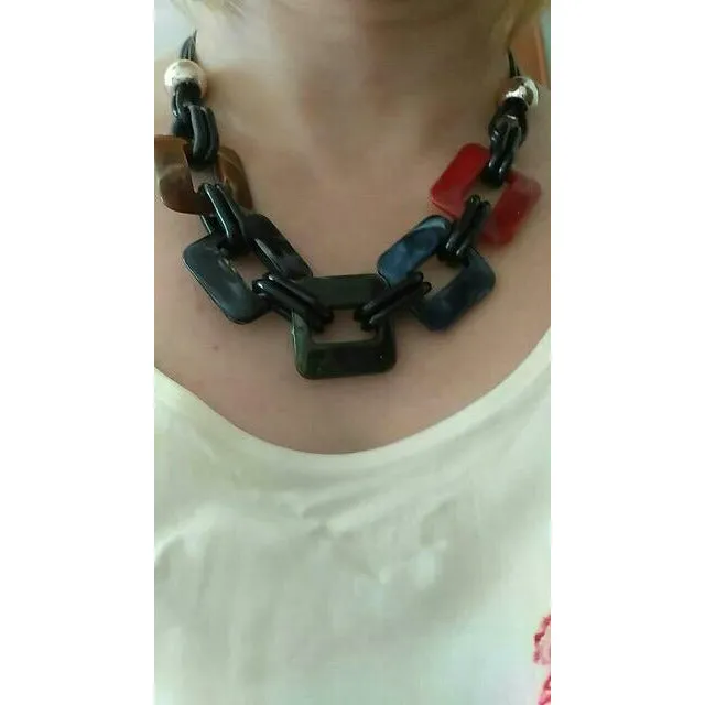 Power Acrylic Leather Chord Choker Necklace