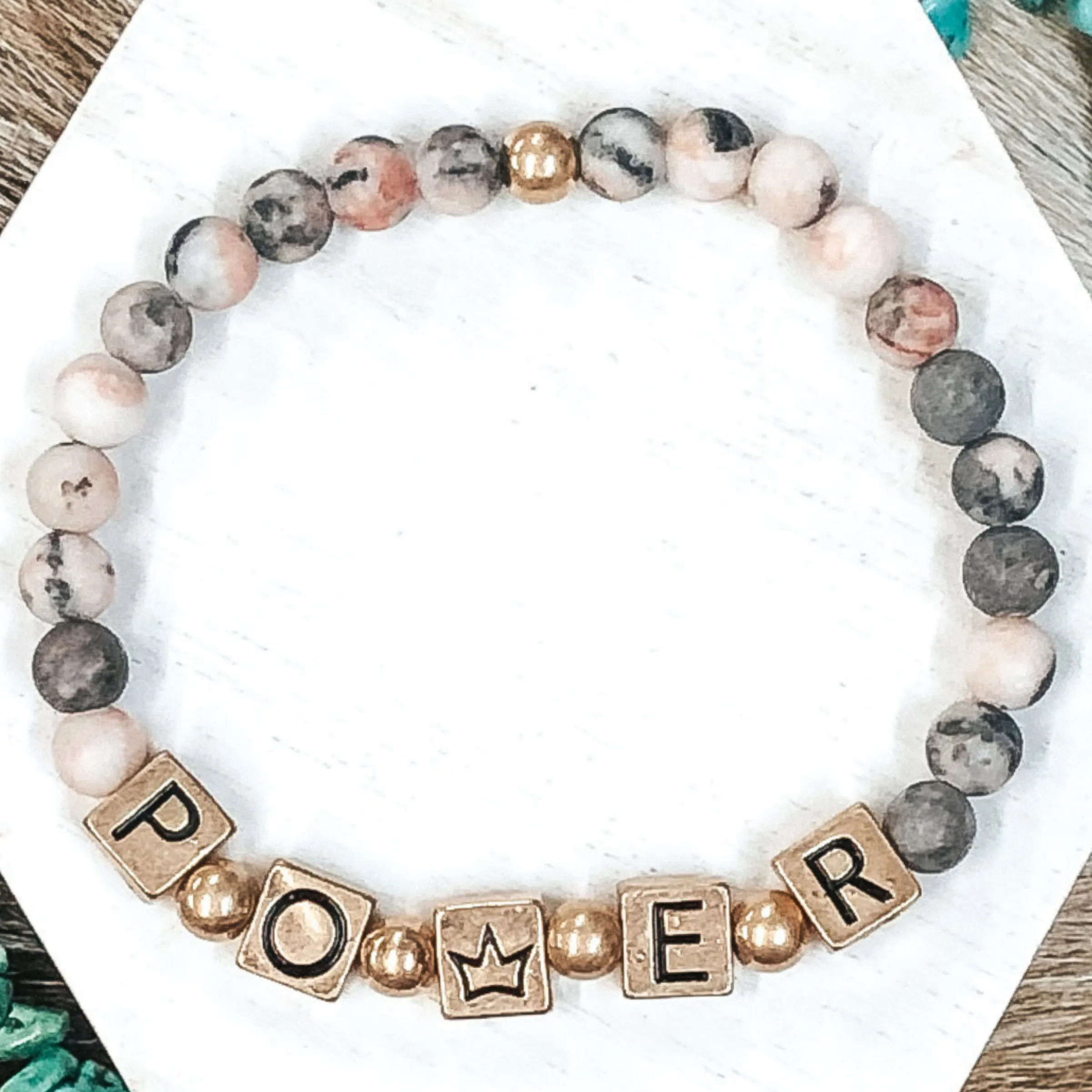 Power Up Bracelet in Pink Marble