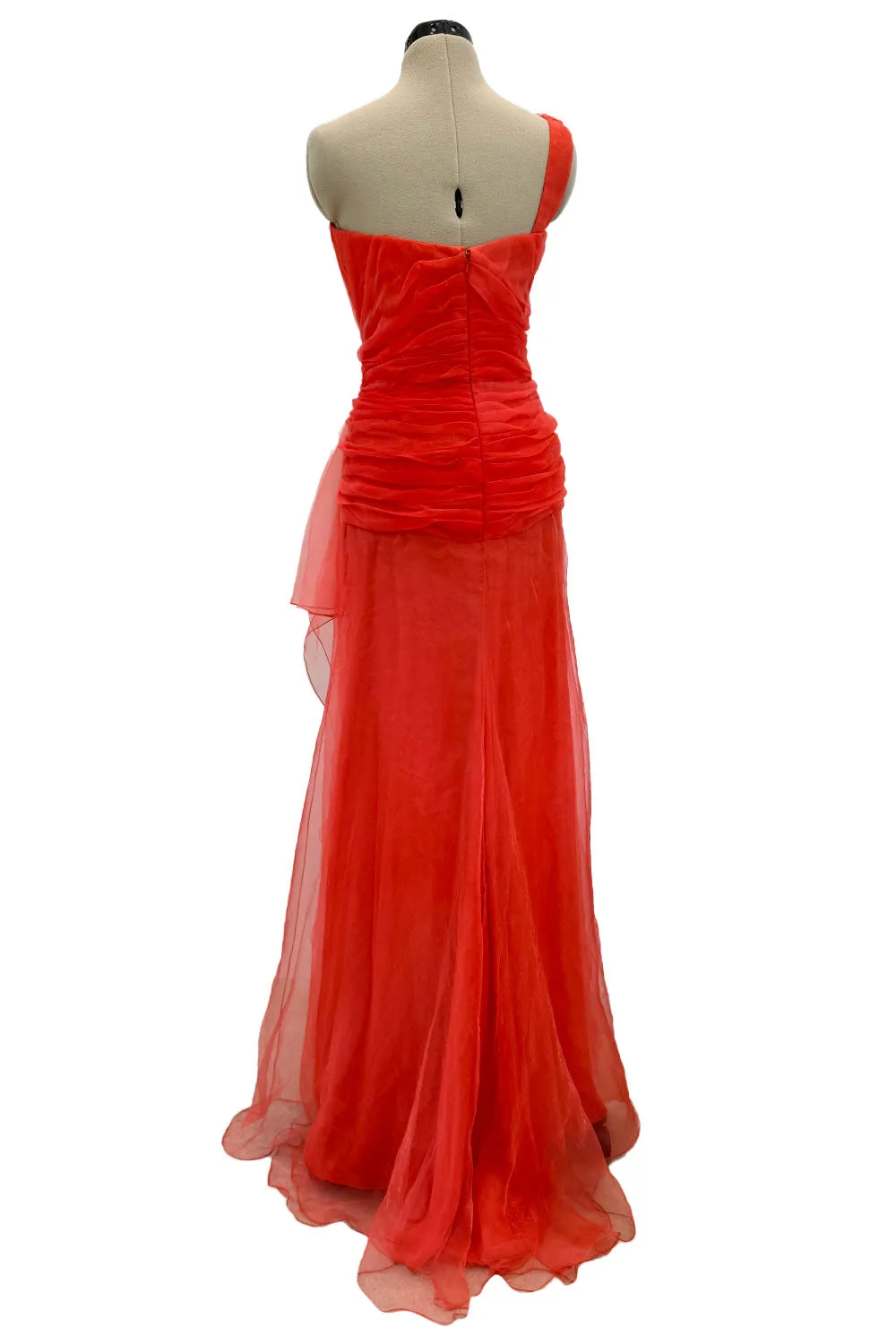 Prettiest Spring 2012 Oscar de la Renta Runway Look 53 Coral Orange Chiffon One Shoulder Dress