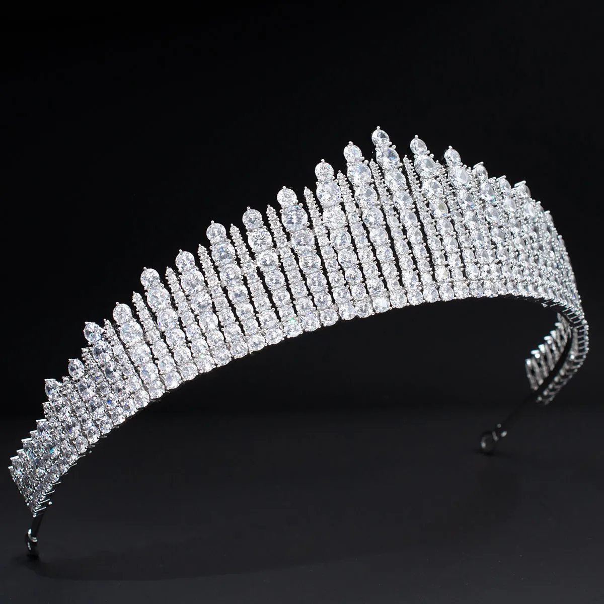 Queen Mary’s Fringe Tiara,Cubic Zirconia Tiara for Wedding,Crystal Bride Diadem Hair Accessories CH10345