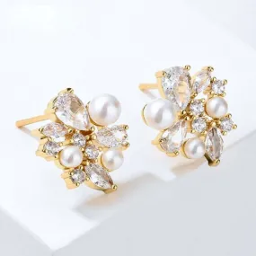 "Eden" - Pearl Bridal Stud Earrings - Available in Silver and Gold