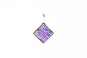 Raden Pendant Necklace - Square / Pink Color / Small Size-, Japanese Lacquer Jewelry, Kyoto Jewelry