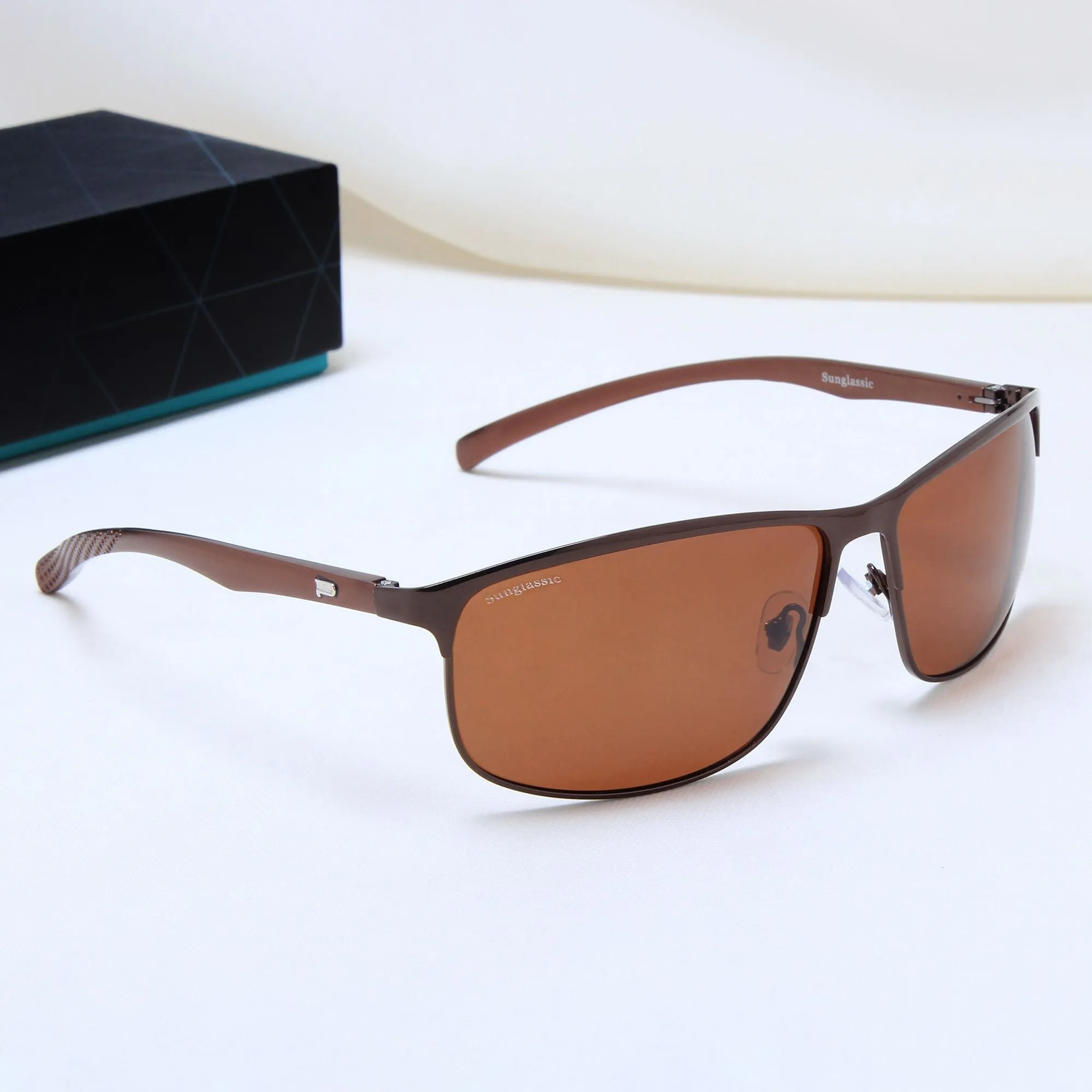 Radiant Brown Polarized Rectangle Sunglasses