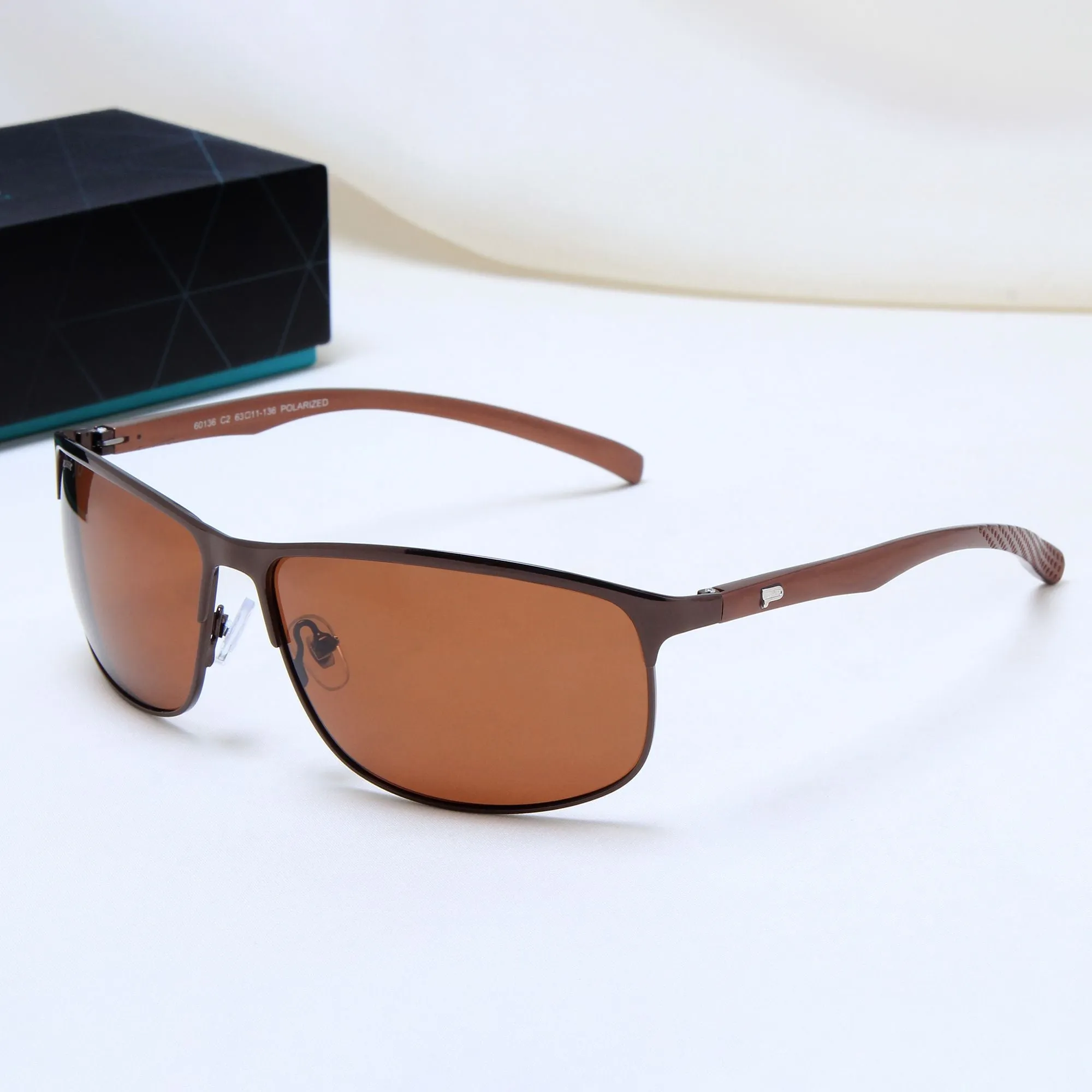 Radiant Brown Polarized Rectangle Sunglasses