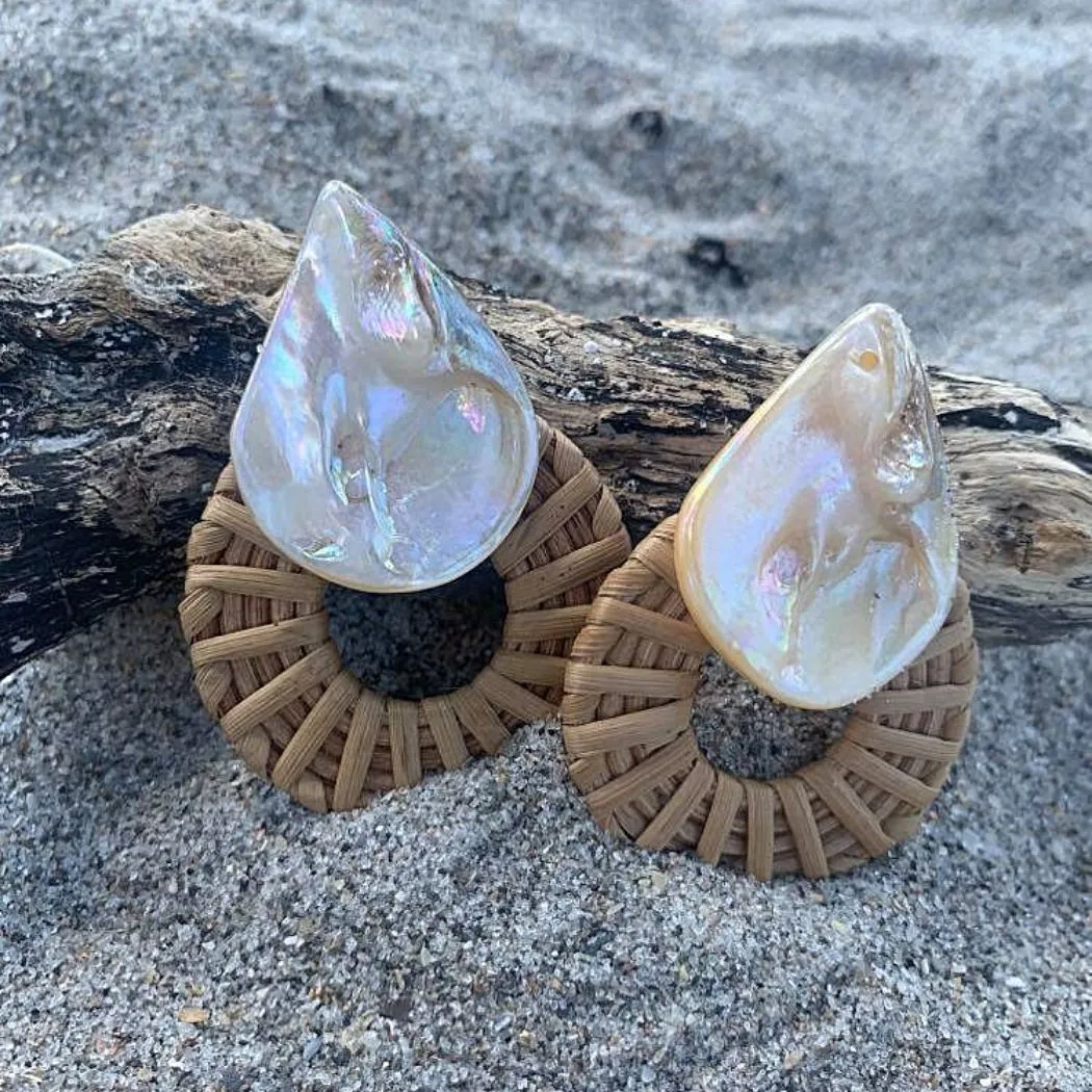 Rattan Earrings Shell Color CHOICE