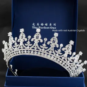 Real Austrian Crystal Granny’s Tiara  2/3 Round Tiara Diadem 05365L