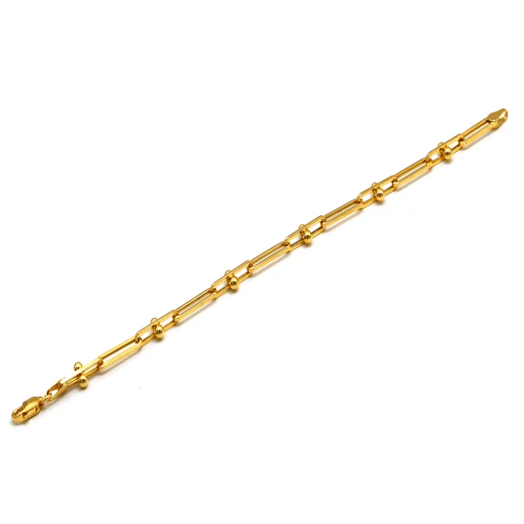 Real Gold GZTF Beads Paper Clip Chain Bracelet 8581 (17 C.M) BR1577