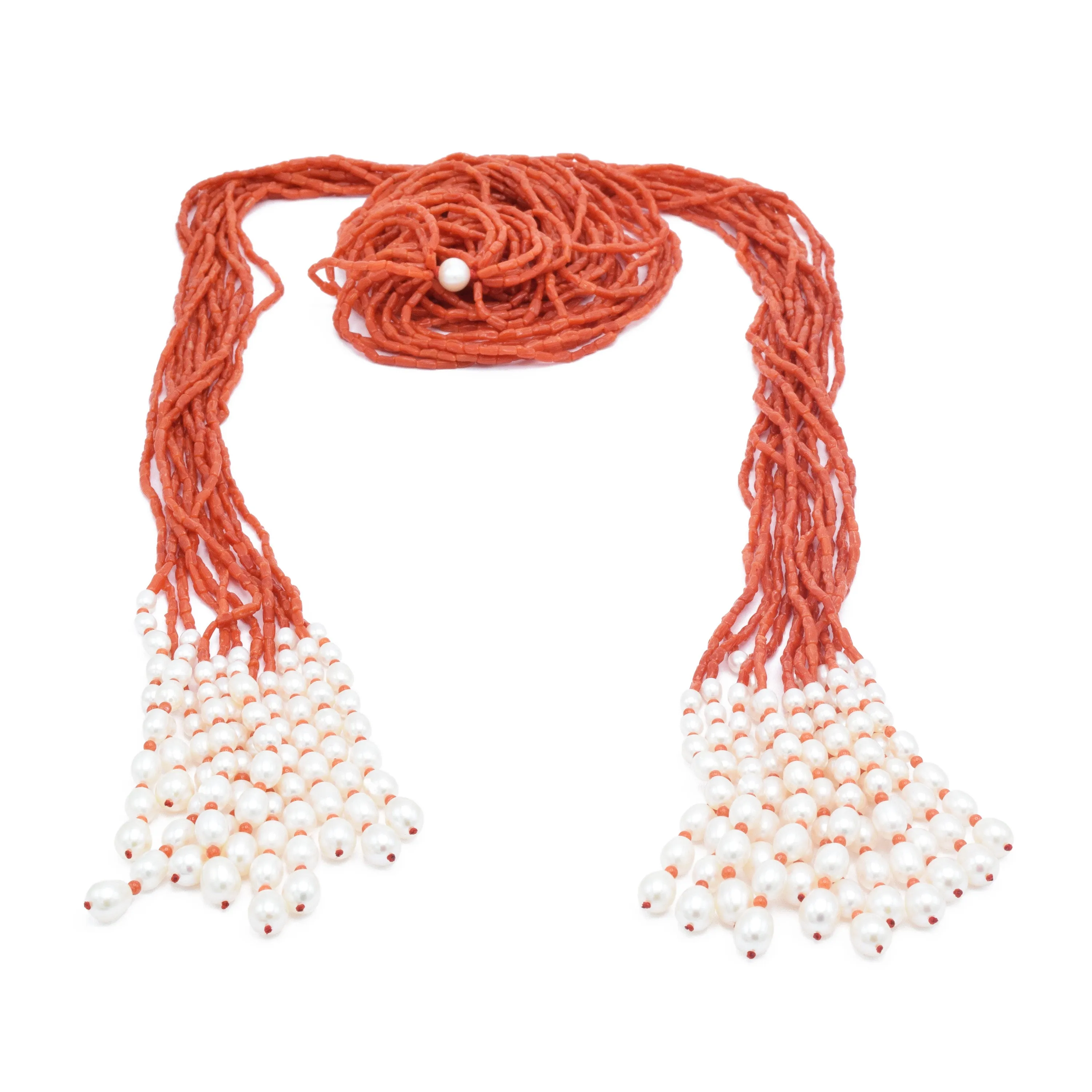 Red Coral and Pearl Necklace