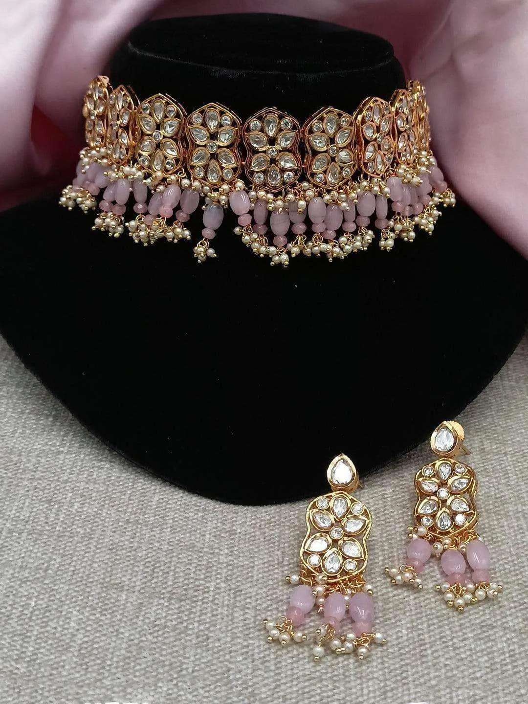 Reversed Ad Polki Necklace Set