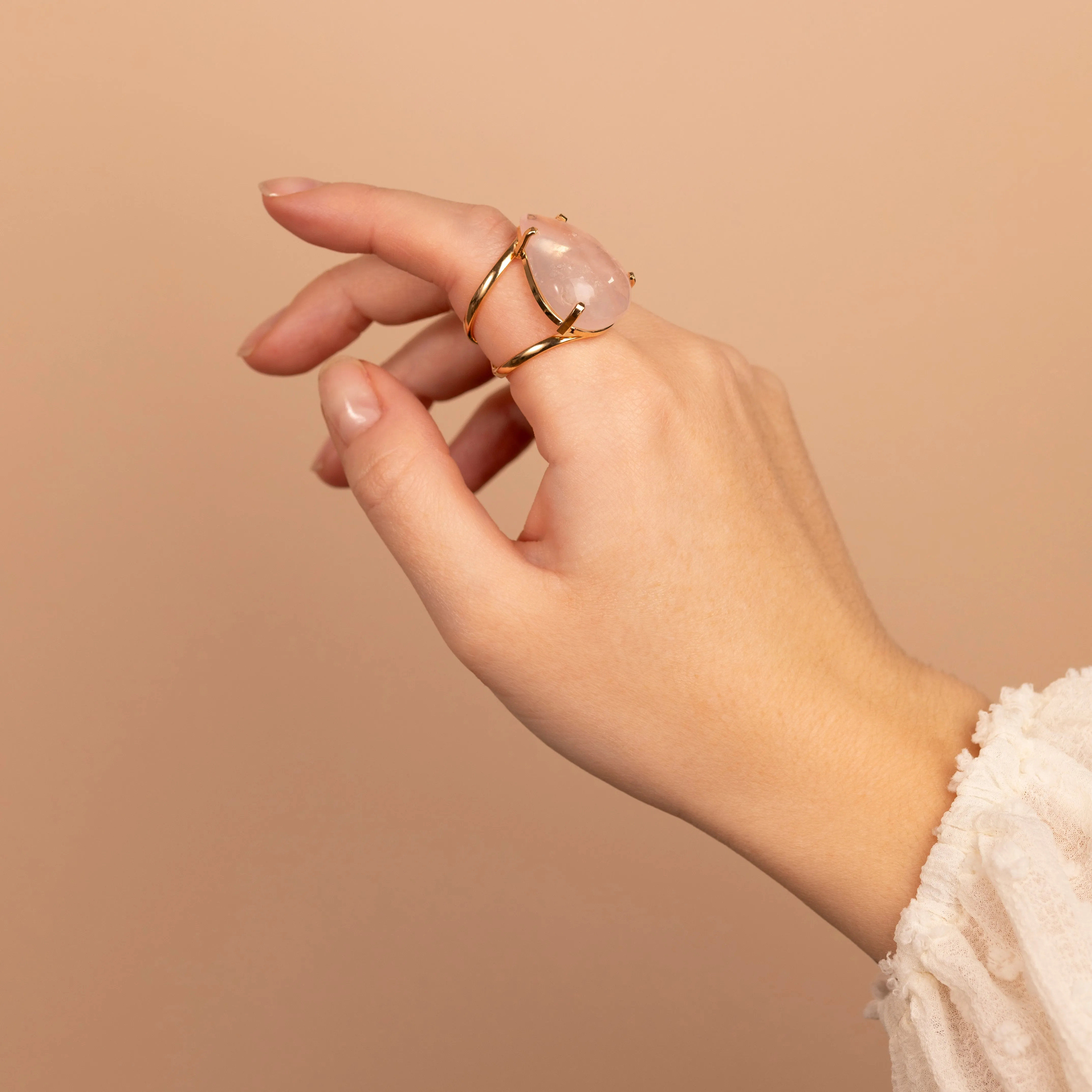 Rose Quartz Crystal Ring