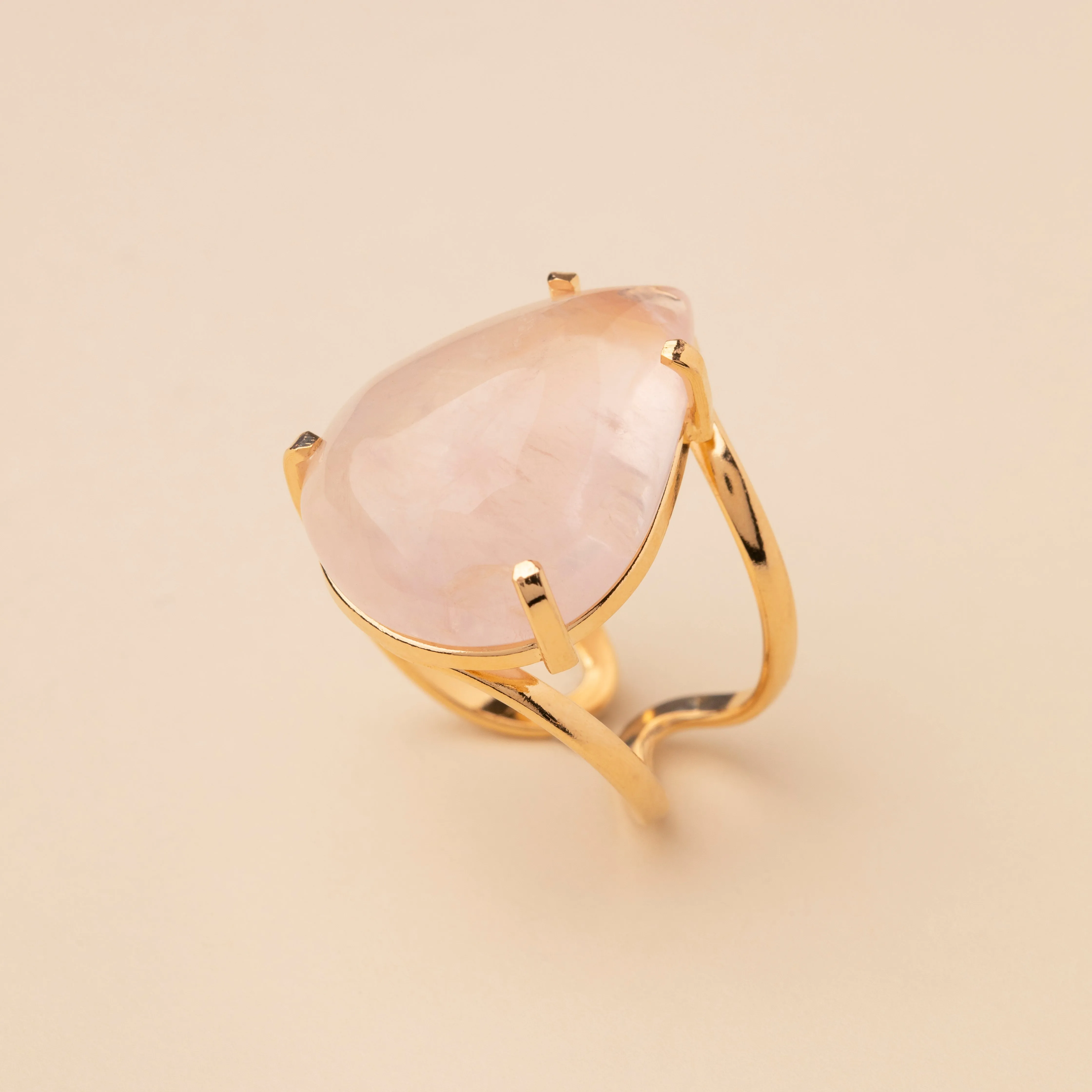 Rose Quartz Crystal Ring