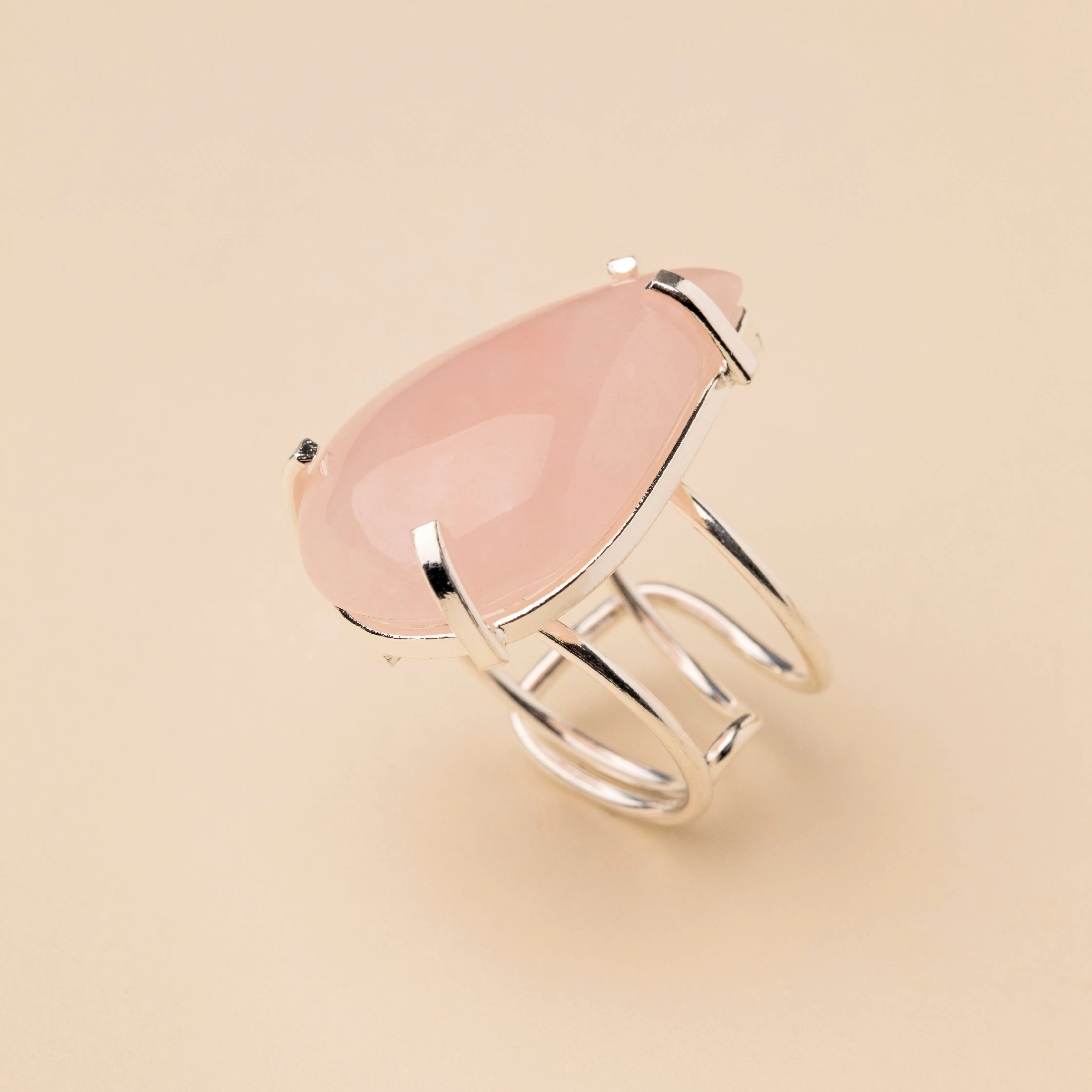 Rose Quartz Crystal Ring