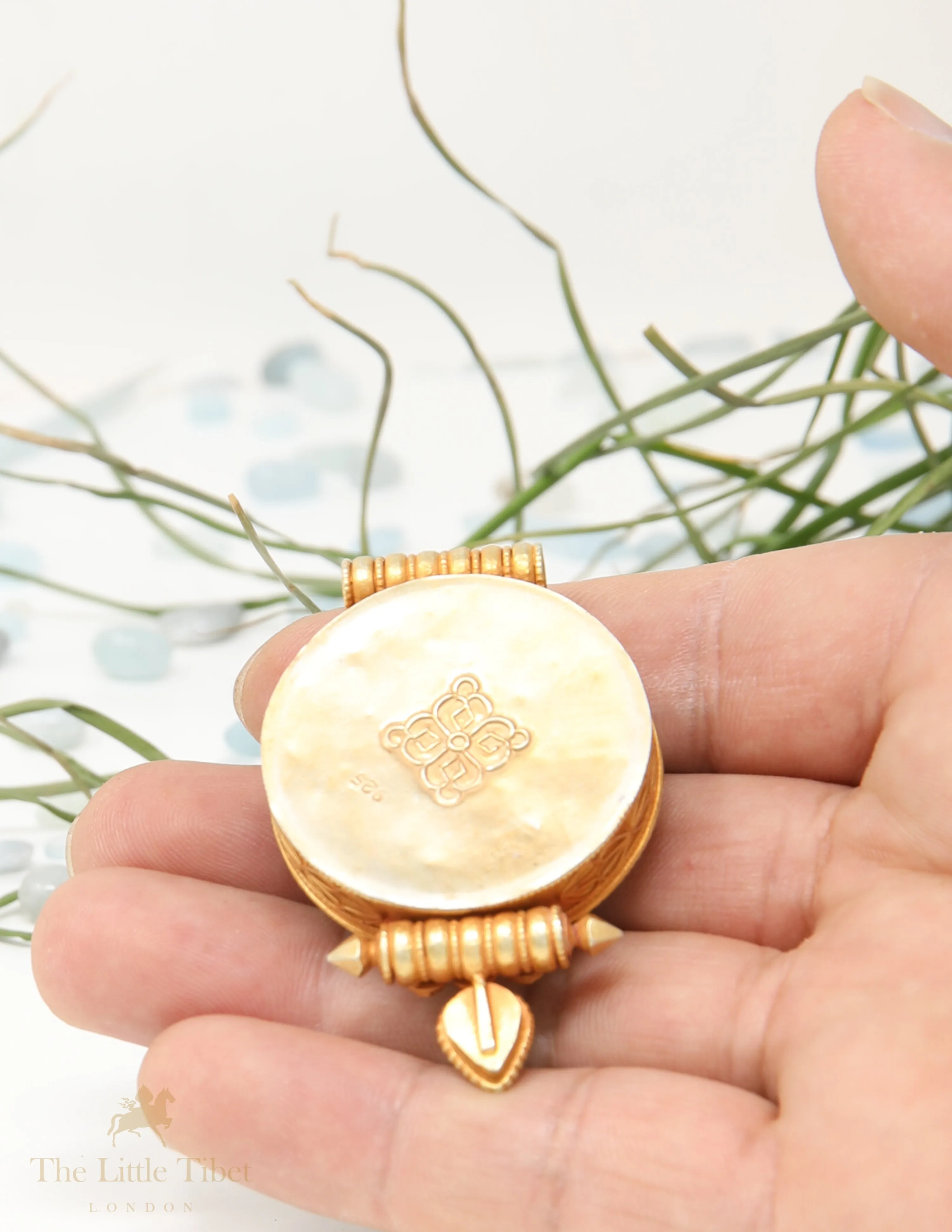 Round Golden Locket Tibetan pendant