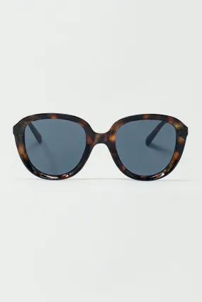 Round Sunglasses In Dark Tortoise Shell