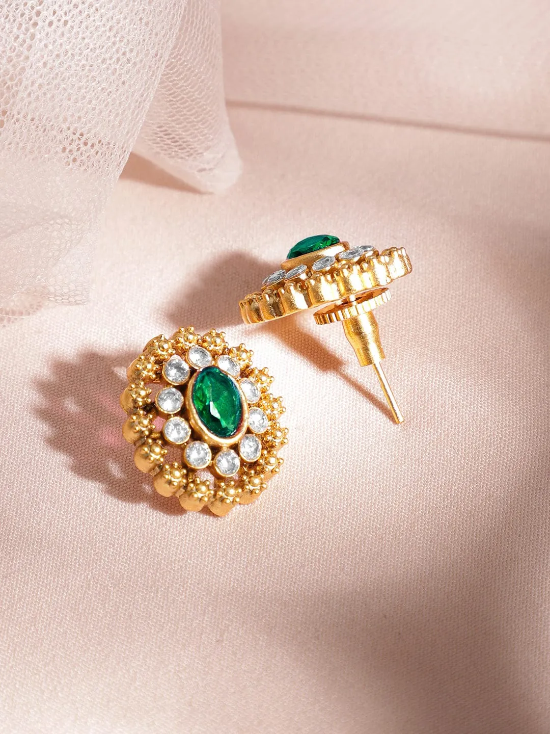 Rubans 24K Gold-Plated Emerald -Studded Jewellery Set